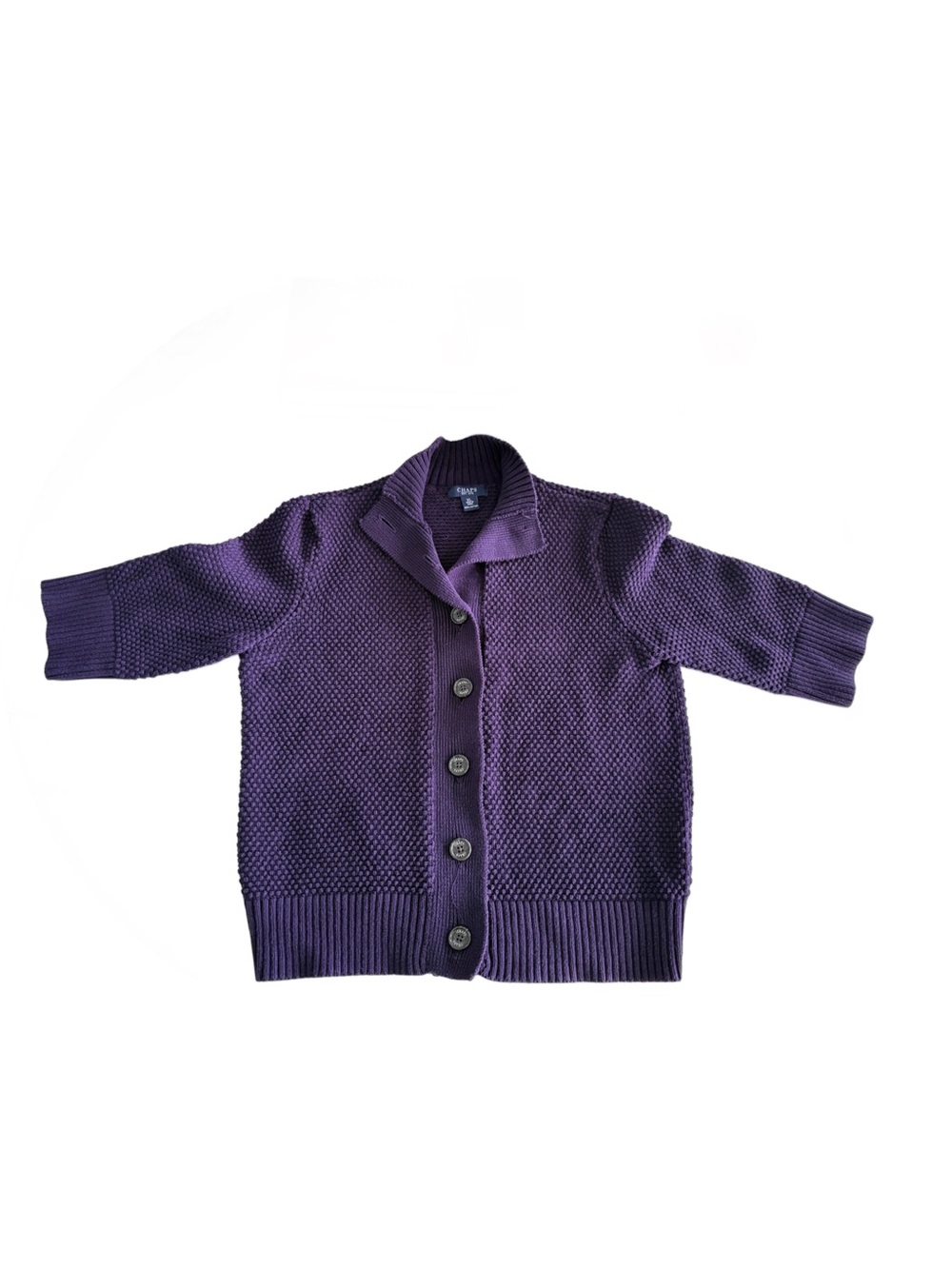 Chaps Deep Purple Textured Cotton Cardigan Sweater Size XL